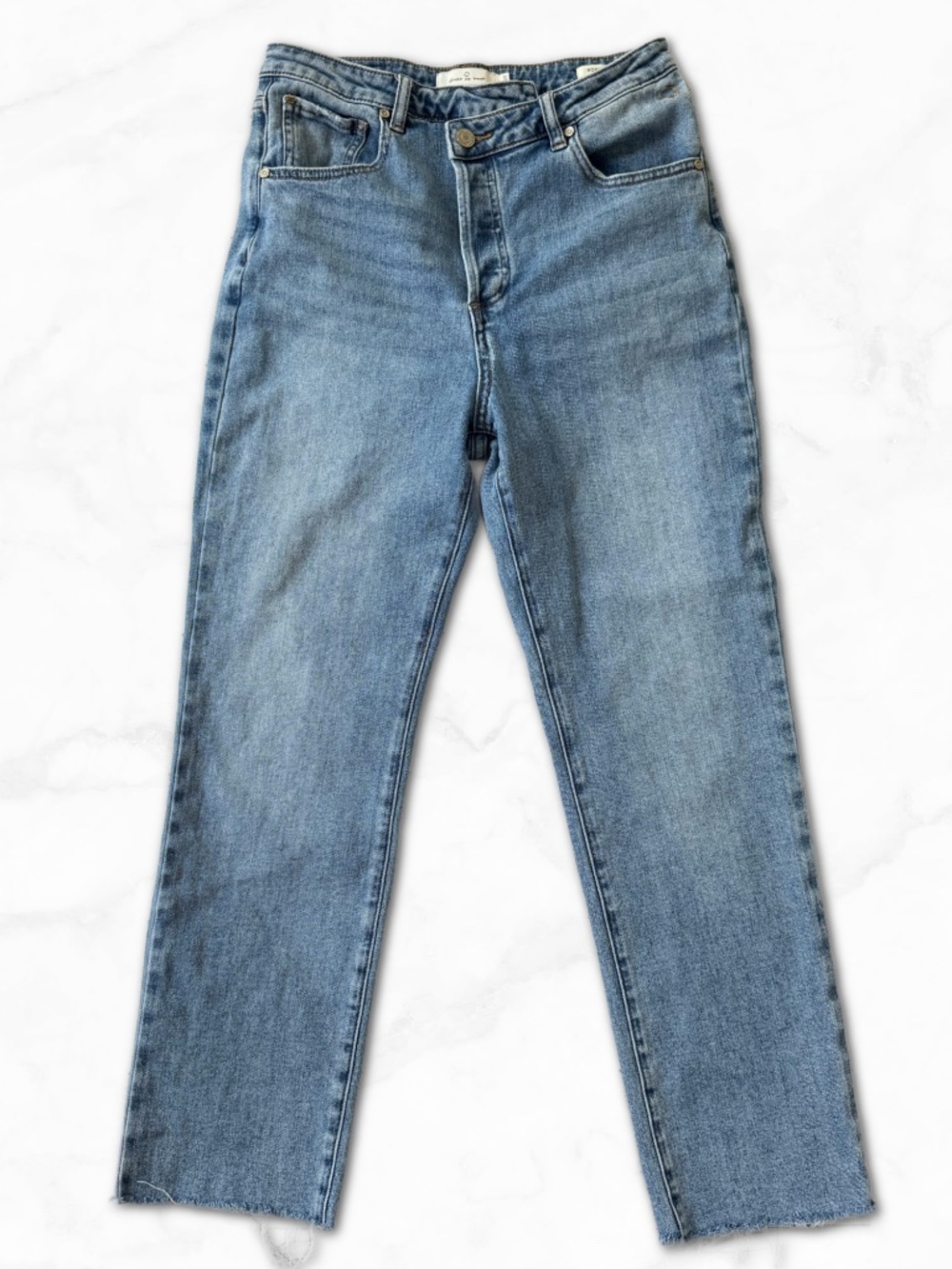 Circle of Trust Roxy Crossover Jeans High Rise Raw Hem Straight Leg Denim Size27